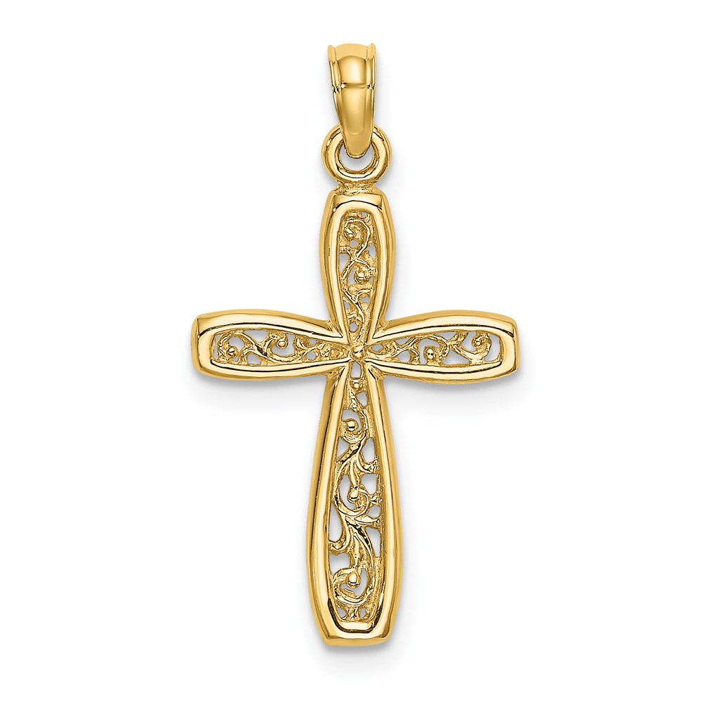 K8515.jpg 14K Cross with Filigree Center Charm - Image 1