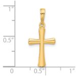 10K Polished Beveled Cross w/ Round Tips Charm - Image 3