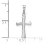 10K White Gold Polished Beveled Cross w/ Round Tips Charm - Image 3