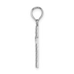 14K White Gold Beaded and Polished Cross Charm - Image 2