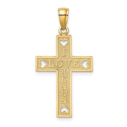 14K  I LOVE JESUS  Cross with Hearts Charm