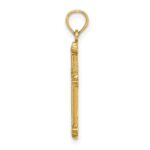 14K Textured Leaves On Edges Cross Charm - Image 2