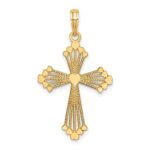 14K Cut-Out Stripes Cross with Heart Charm