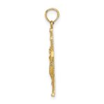 14K Beaded Accent Cross Behind Crucifix Charm - Image 2