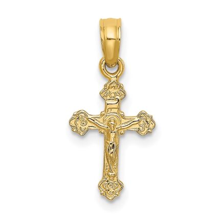 14K Mini Crucifix with Fancy Tips Charm