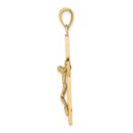14K Textured Swirl Design Crucifix Charm - Image 2
