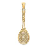 14K Large 3-D Polished Tennis Racquet Charm - Image 4
