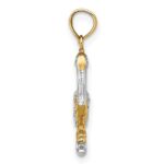 14K with White Rhodium 3-D Small Standing Pelican Charm - Image 2