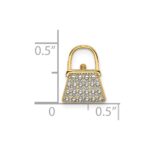 14K and White Rhodium Textured and Polished Purse Chain Slide - Image 3