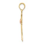 14k Two-Tone Textured Cross with Heart Charm - Image 2