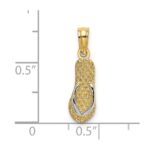 14k with White Rhodium 3-D HAWAII Single Flip-Flop Charm - Image 3