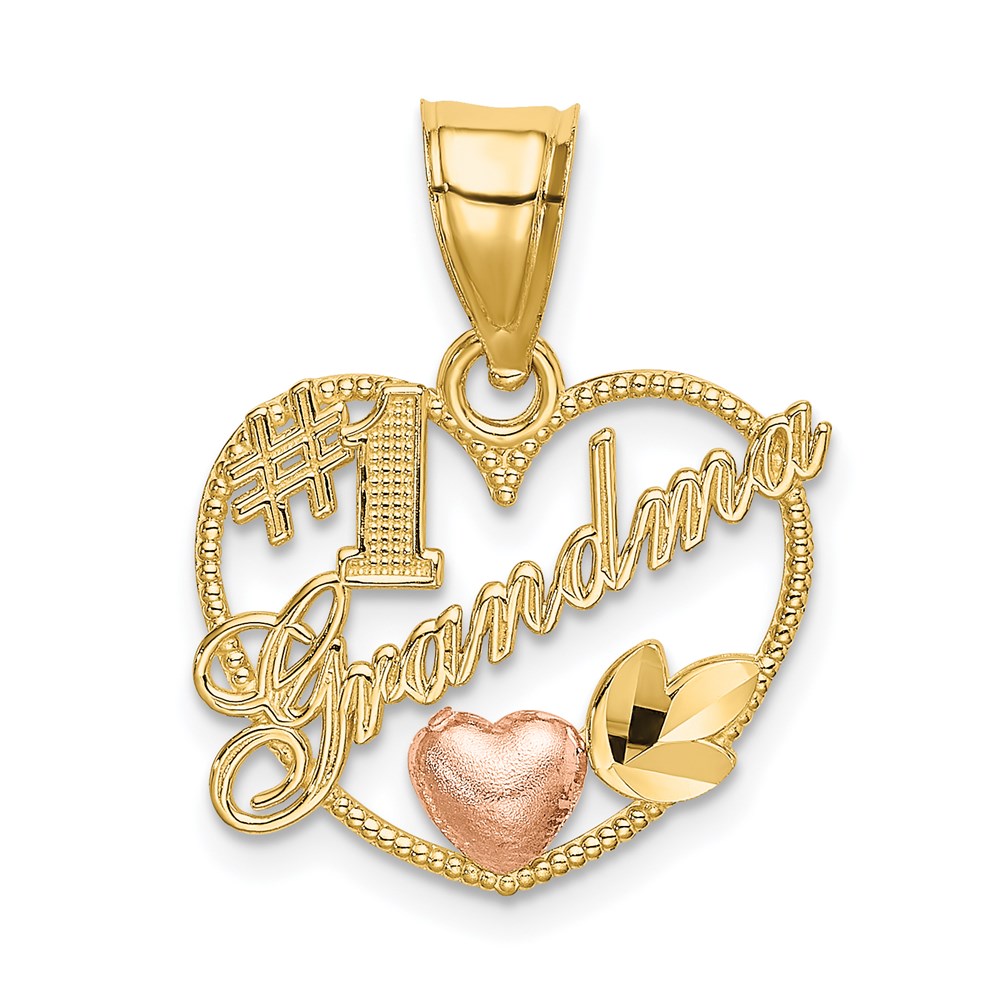 K9204.jpg 14k Two-Tone #1 GRANDMA In Heart Frame Charm - Image 1