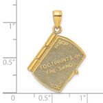 14K and White Rhodium 3-D FOOTPRINTS IN THE SAND Moveable Book with Paper Poem Insert Charm - Image 6