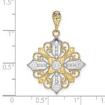14k and White Rhodium Cut-out Cross Medallion Charm - Image 3