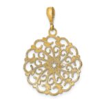 14K and White Rhodium Diamond-cut Scalloped Wave Charm - Image 4