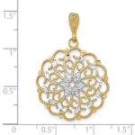 14K and White Rhodium Diamond-cut Scalloped Wave Charm - Image 3