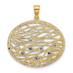 14K and White Rhodium Diamond-cut Oval Cut-Out Charm