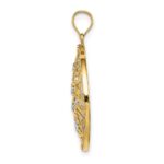14K and White Rhodium Diamond-cut Oval Cut-Out Charm - Image 2