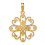 14K and White Rhodium Beaded Heart Petals Flower Charm - Image 4