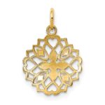 14K and White Rhodium Center Flower and Heart Charm - Image 4