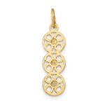 14k and White Rhodium Diamond-cut 3-Circle Charm - Image 4