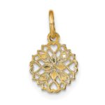 14K and White Rhodium Cut-Out Heart Edge Flower Charm - Image 4