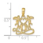 14K Polished MOM with Heart and Angels Pendant - Image 3