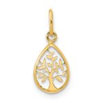 14K Polished Teardrop Tree Of Life Pendant