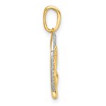 14k with White Rhodium Polished Flower On Heart Pendant - Image 2