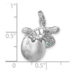 Sterling Silver Rhodium-plated Moveable Crystal Polished Hatching Turtle in Satin Egg Pendant - Image 5