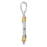 Sterling Silver Rhodium-plated Antiqued Gold-tone Ship Coin Pendant - Image 2