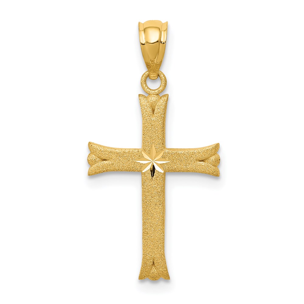 M1848.jpg 14k Satin Diamond-cut Cross Charm - Image 1