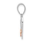 14k White Gold with Rose Gold Flower NANA Heart Pendant - Image 3