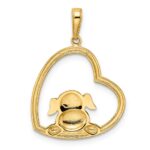 14k and White Rhodium Diamond-cut Puppy in Heart Pendant - Image 3