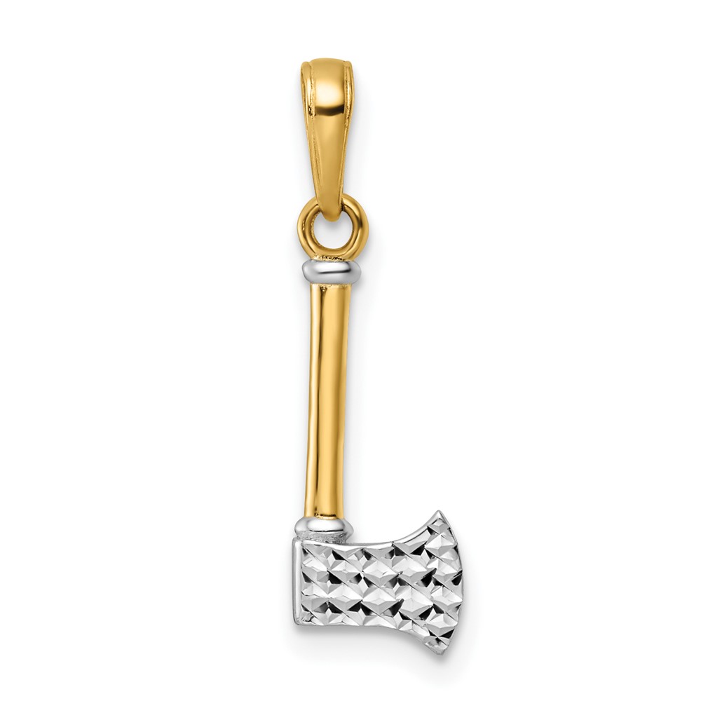 M3012.jpg 14k and White Rhodium Diamond-cut Axe Pendant - Image 1