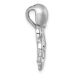 Sterling Silver Rhodium-Plated Polished and Brushed Octopus Pendant - Image 2
