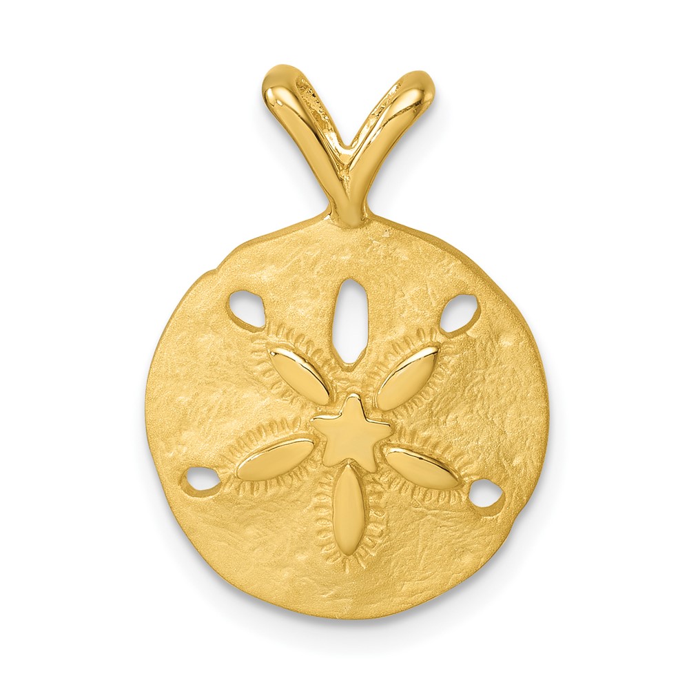 PLP-043V.jpg Sterling Silver Rhodium-plated Gold-tone Polished and Brushed Sand Dollar Pendant - Image 1