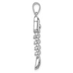 Sterling Silver Rhodium-plated Polished Blue CZ Eye Bonefish Pendant - Image 2
