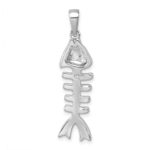 Sterling Silver Rhodium-plated Polished Blue CZ Eye Bonefish Pendant - Image 3