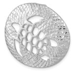 Sterling Silver Rhodium-Plated Polished and Textured Cutout Turtle Chain Slide - Image 4
