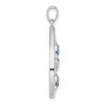 Sterling Silver Rhodium-plated Polished Triple Crystal Turtle Ocean Wave Pendant - Image 2