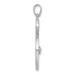 Sterling Silver Rhodium-plated Blue CZ Compass Rose with Small Anchor Pendant - Image 2