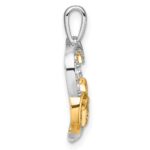 14K Two-tone Polished 1/20 carat Diamond Quinceanera 15 Heart Pendant - Image 2