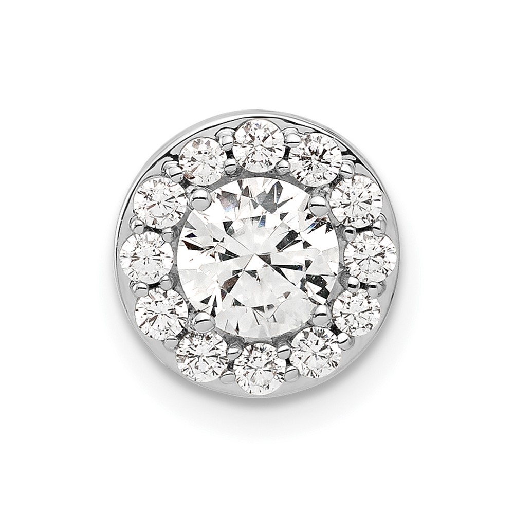 PM10232-100-WAA.jpg 14k White Gold 1 carat Lab Grown Diamond VS/SI+ G+ Round Complete Halo Chain Slide Pendant - Image 1