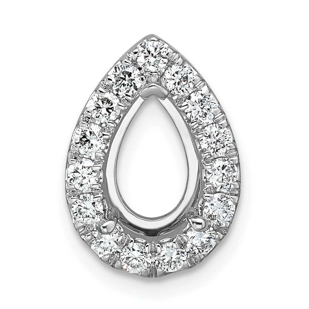 PM10289-200-WAA-1.jpg 14k White Gold 3/8 carat Lab Grown Diamond VS/SI+ G+ Semi Mount Holds 10.7x7mm Pear Center Halo Chain Slide Pendant - Image 1