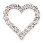 14k Rose Gold 3 carat Lab Grown Diamond VS/SI+ G+ Complete Heart Chain Slide Pendant
