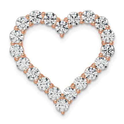 14k Rose Gold 3 carat Lab Grown Diamond VS/SI+ G+ Complete Heart Chain Slide Pendant