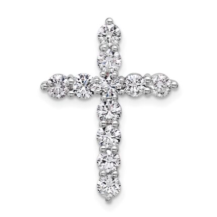 14k White Gold 1 1/2 carat Lab Grown Diamond VS/SI+ G+ Complete Cross Chain Slide Pendant