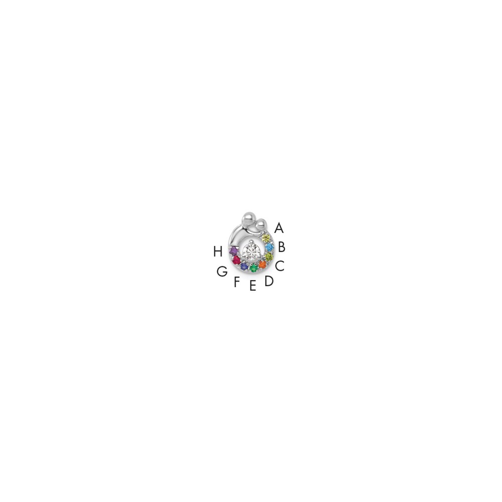 PM10728_8W-6.jpg 14k WG 8 Birthstone and Dia Mother/Child Chain Slide Semi-mount - Image 1