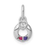 14k WG Dia. Heart w/2 Birthstone Mother's Circle Pend Semi-Mount - Image 2